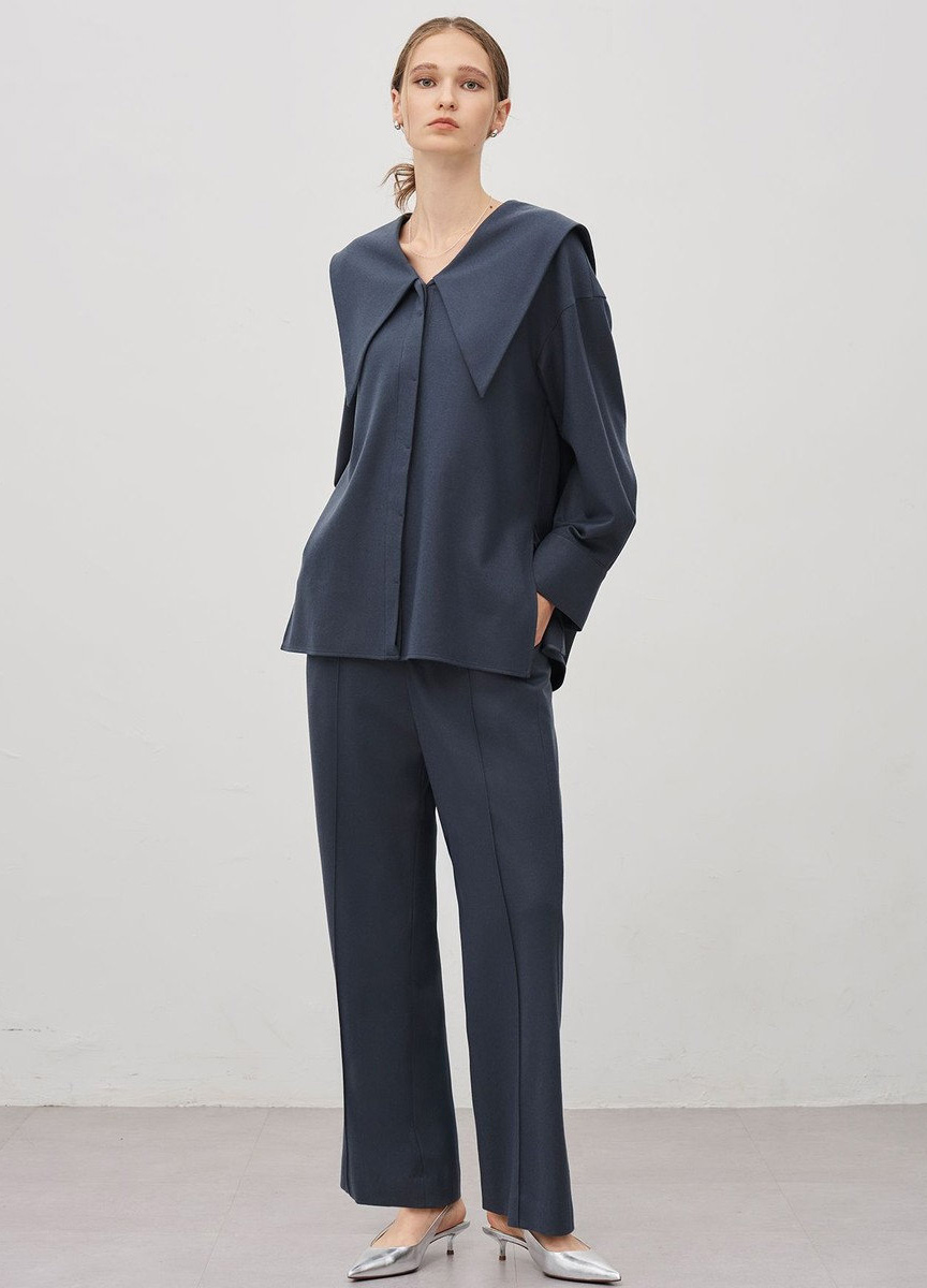 法蘭絨大領片襯衫